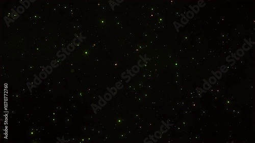 Abstract Night Sky with Green and Orange Stars