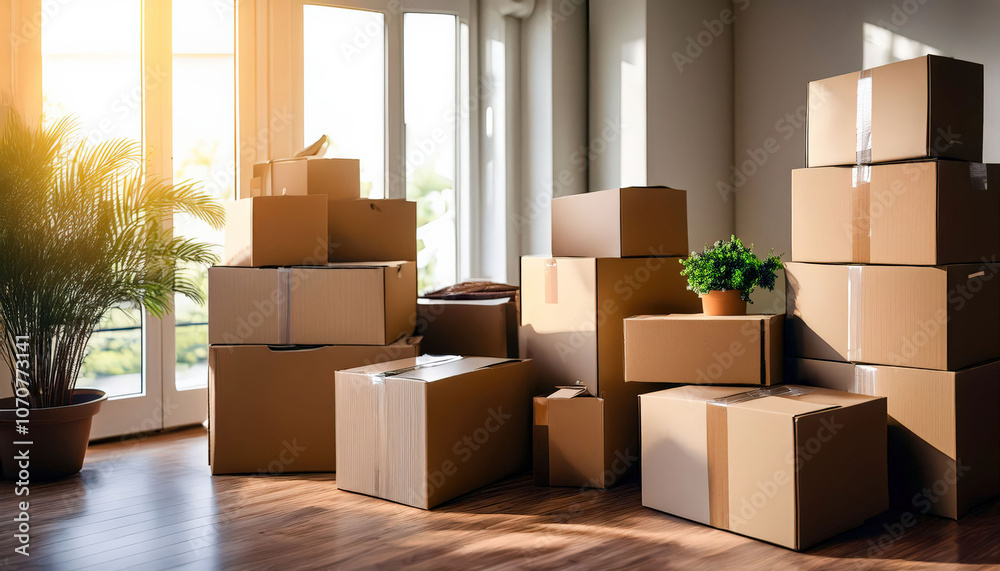 Dynamic images of packing boxes and unpacking in a new home, capturing the excitement of moving, with items scattered around, creating a sense of fresh beginnings. Dynamic images of packing boxes and unpacking in a new home, capturing the excitement of moving, with items scattered around, creating a sense of fresh beginnings.