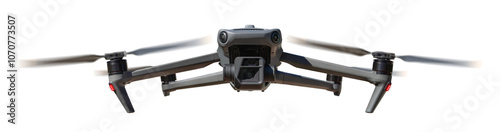 Isolated Front View of a Drone Quadcopter UAV In Flight. Transparent PNG.
