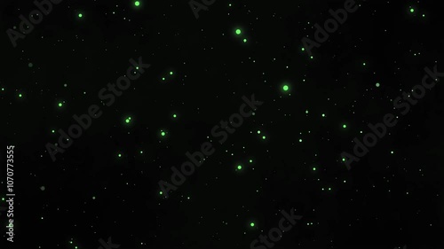 Scattered Green Glowing Dots on a Black Background