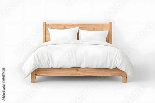 Cozy king-sized bed, 3d mock up, isolated on white background