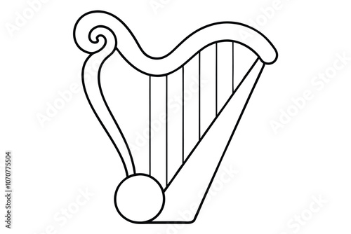 Harp line art vector illustration