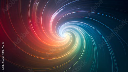 Colorful swirling vortex creating a dynamic motion effect in a digital space backdrop during a nighttime setting