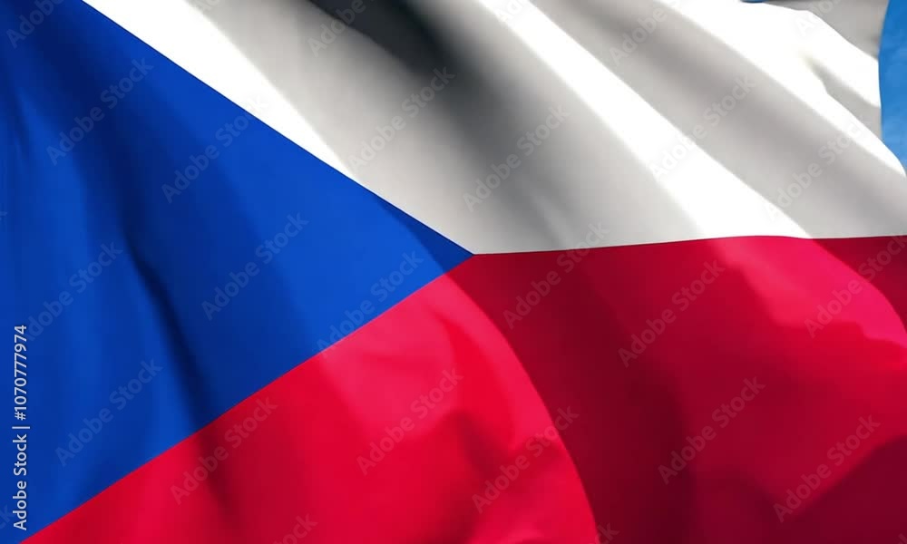 Czech flag waving in the wind on flag day. Czech flag waving in the wind on flag day.