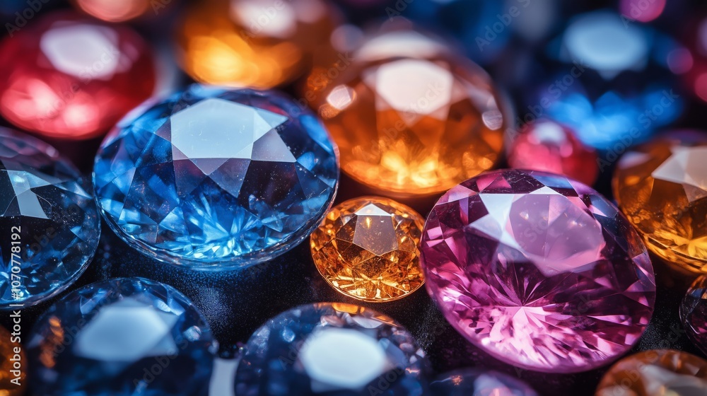 Exquisite Display of Colorful Sparkling Gemstones and Jewels Exquisite Display of Colorful Sparkling Gemstones and Jewels