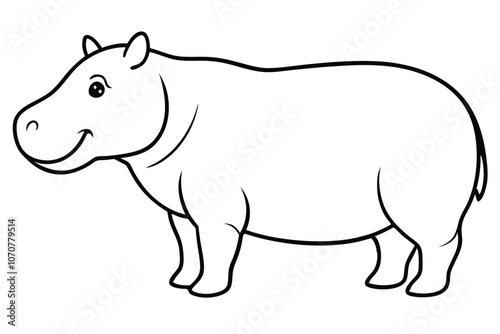 Hippo line art vector illustration