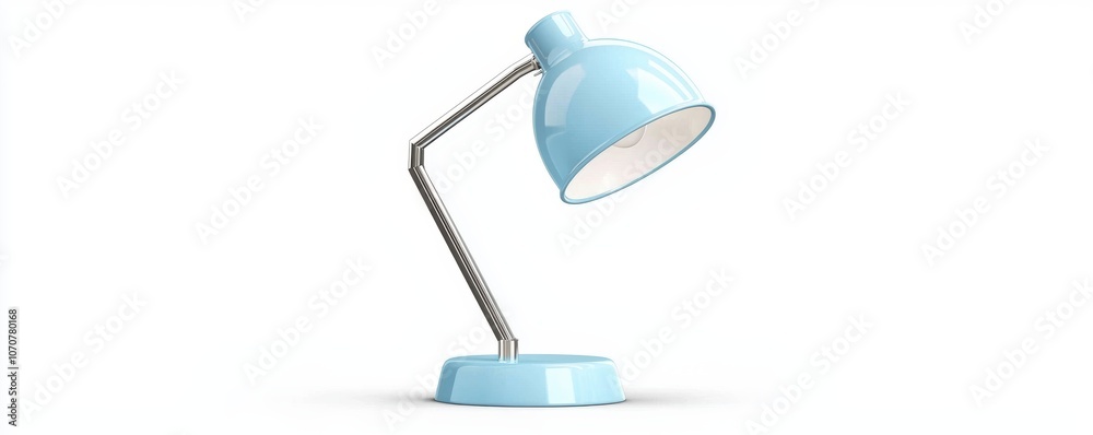 3D desk lamp in pastel blue, gentle light bulb, ideal for cozy work or study themes, isolated on white background, bright and friendly, 3D illustration, isolated on white background 3D desk lamp in pastel blue, gentle light bulb, ideal for cozy work or study themes, isolated on white background, bright and friendly, 3D illustration, isolated on white background