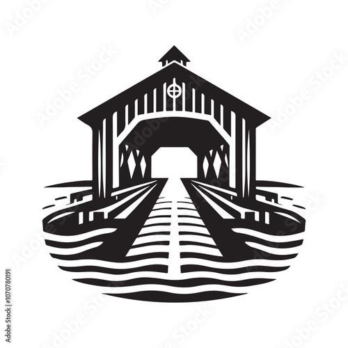 Charming Covered Bridge Silhouette Vector Illustrations for Design Projects