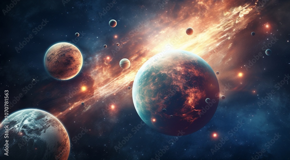 Fototapeta premium planets in the spache, planets in the dark