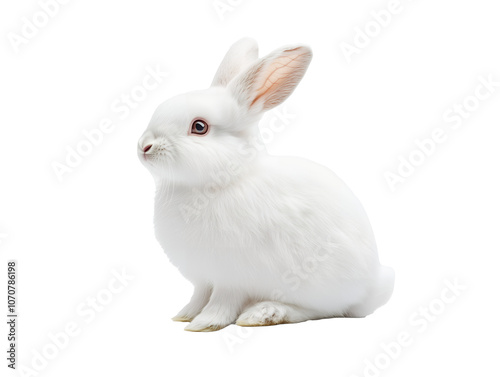 White rabbit on transparent background, Cute white rabbit PNG image