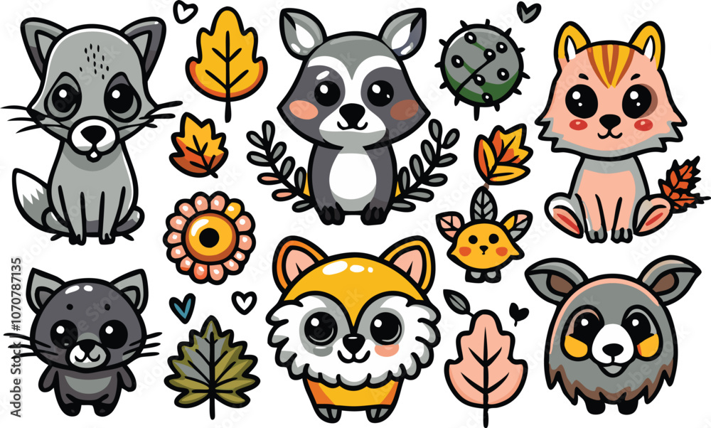 Obraz premium Animals and plants clipart vector