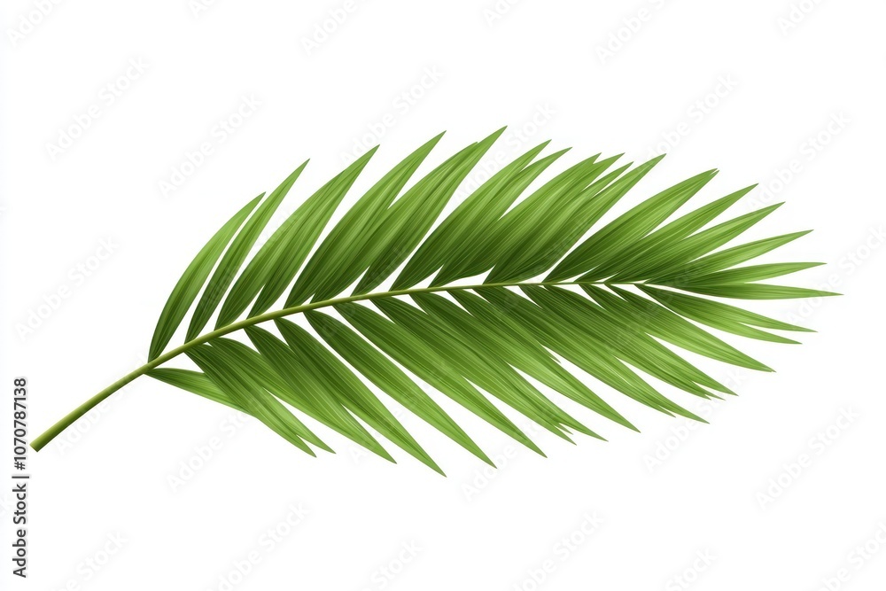 A Single Green Palm Leaf Isolated on White Background A Single Green Palm Leaf Isolated on White Background