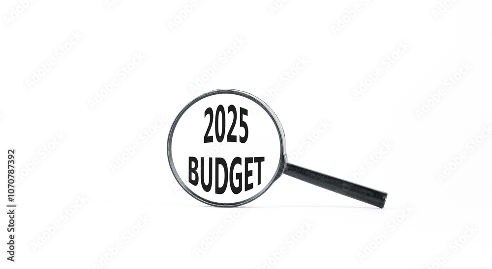 Planning 2025 budget new year symbol. Concept words 2025 Budget on beautiful white paper in magnifying glass. Beautiful white paper background. Business 2025 budget new year concept. Copy space. Planning 2025 budget new year symbol. Concept words 2025 Budget on beautiful white paper in magnifying glass. Beautiful white paper background. Business 2025 budget new year concept. Copy space.