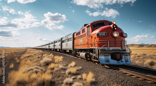 Wallpaper Mural close up of train on the railroad, train in motion Torontodigital.ca