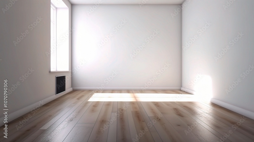 Bright Empty Room with Wooden Floor and Natural Light Bright Empty Room with Wooden Floor and Natural Light