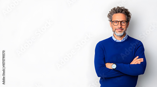 Portrait of a handsome man in glasses isolated on white background