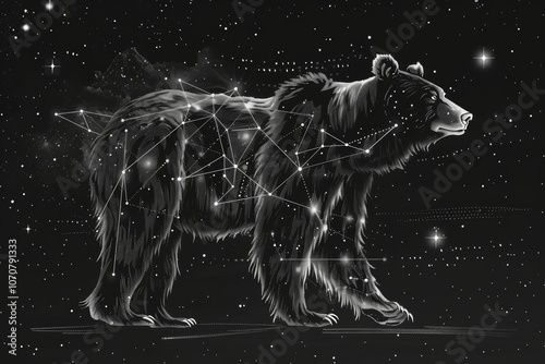 Celestial bear constellation art in starry night photo