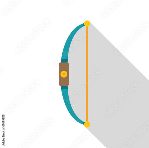 Sporting bow and arrow archery equipment icon in modern flat style with long shadow