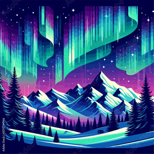 abstract background with stars aurora