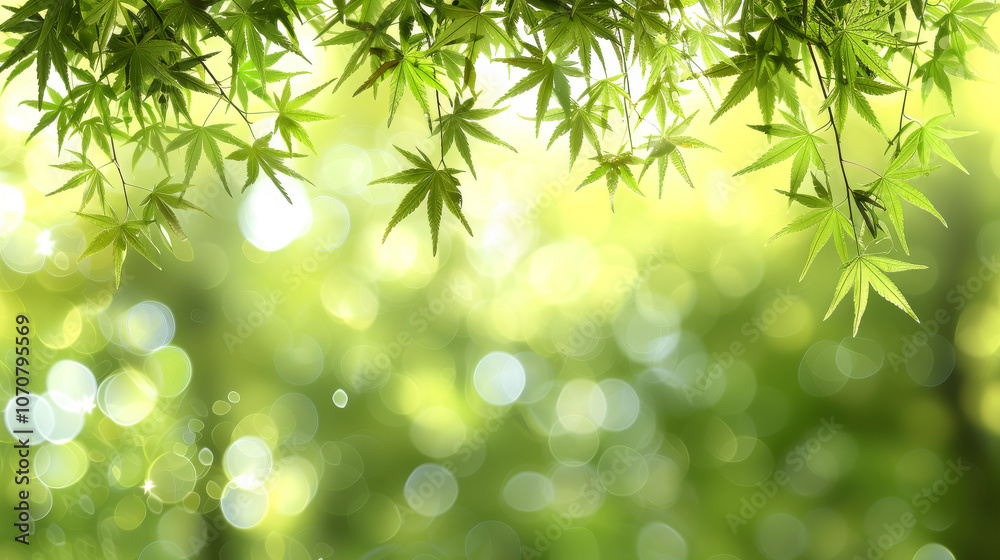 Lush green bamboo and vibrant leaves in nature\'s light Lush green bamboo and vibrant leaves in nature\'s light