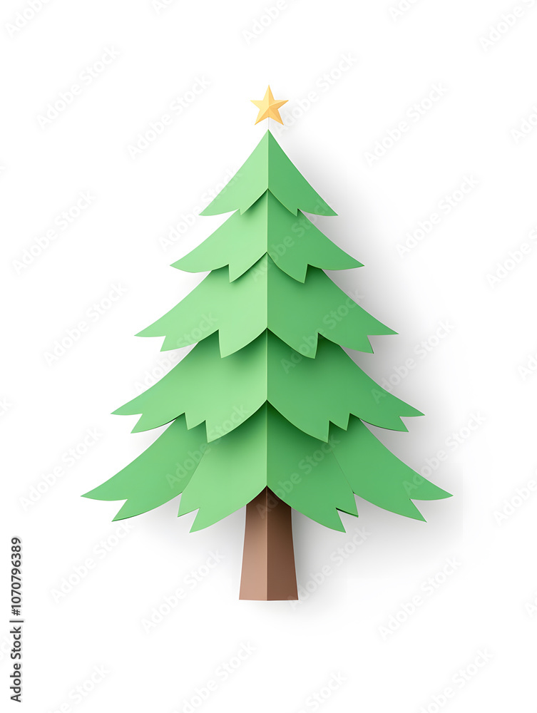 Obraz premium Origami paper Christmas fir tree isolated on white background isolated on white