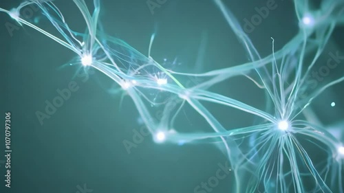 Microscopic view of neurons firing and connecting in the brain.
