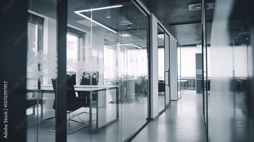 Modern Office Interior with Glass Walls and Natural Light Modern Office Interior with Glass Walls and Natural Light