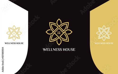 Wellness House modern logo gold color