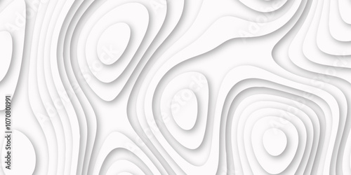 Abstract luxury white modern 3d papercut background. Minimal abstract vector wave carve diamond topography line circle creative topography map circle and wave line smooth multilayer pattern. papercut.