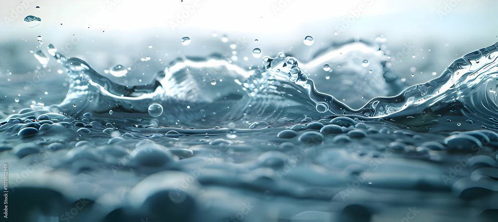 Rippling water surface with bubbles and waves reflecting light in a serene setting Rippling water surface with bubbles and waves reflecting light in a serene setting