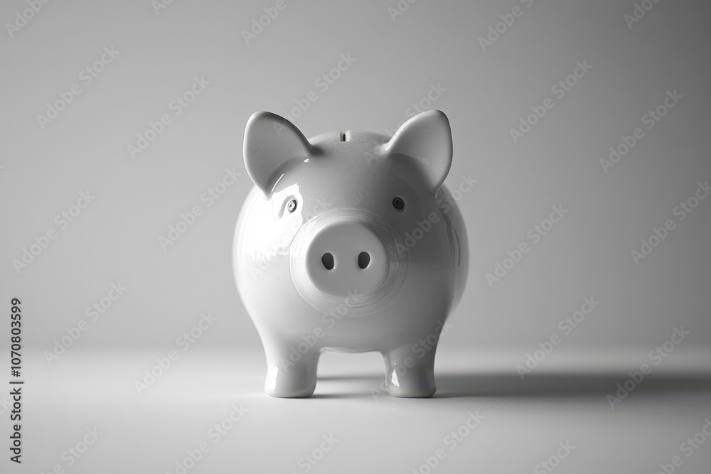 Simple White Piggy Bank on Light Background Simple White Piggy Bank on Light Background