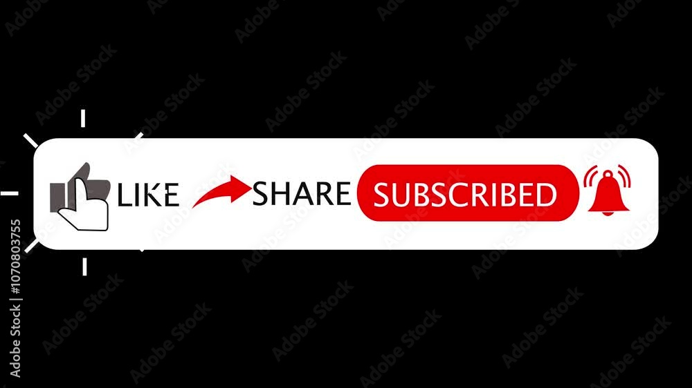 Social media subscribe animation baton. Subscribe, Reminder and Like Button - 4K Stock animation  Video.