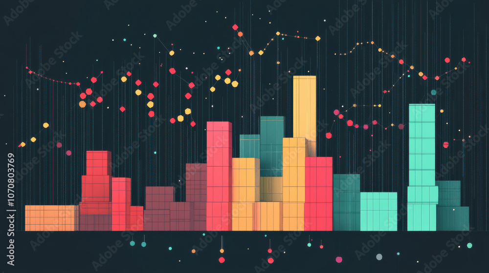 Abstract data visualization showing inventory turnover rates Abstract data visualization showing inventory turnover rates