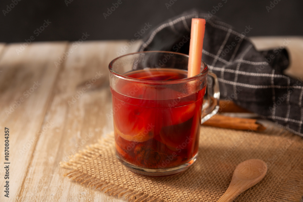 Mexican Christmas fruit punch. In Mexico it's called Ponche, is a hot fruit-infused drink, traditionally consumed in the December season during posadas party and Christmas Eve. Mexican Christmas fruit punch. In Mexico it's called Ponche, is a hot fruit-infused drink, traditionally consumed in the December season during posadas party and Christmas Eve.