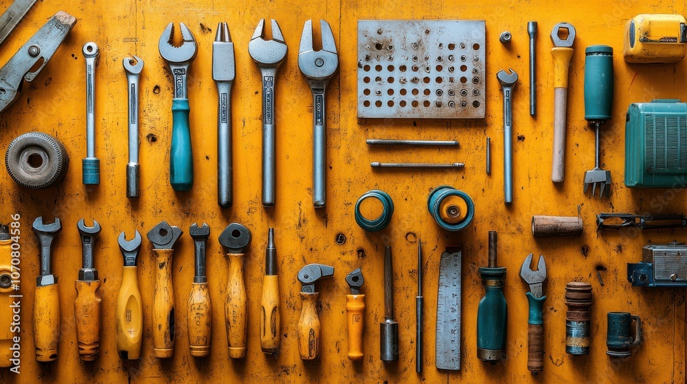 Tools and Machinery Arranged in a Warm Workshop Environment Tools and Machinery Arranged in a Warm Workshop Environment