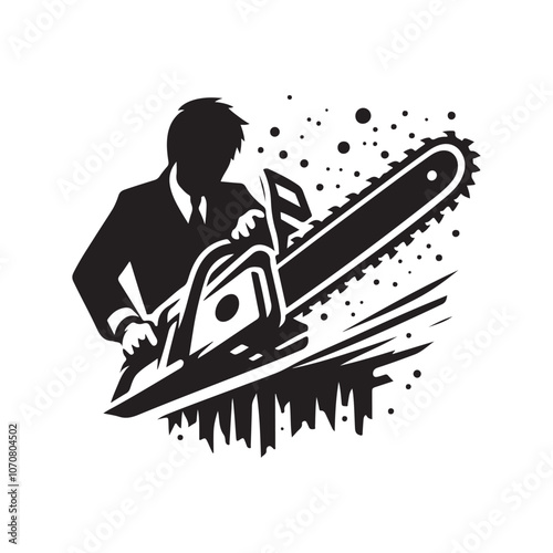 Chain Saw Silhouette Vector Illustrations – Perfect for Industrial Designs