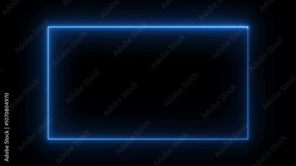 Abstract blue neon glowing line frame. Animated 3D LED projection with futuristic laser backdrop. Abstract blue neon glowing line frame. Animated 3D LED projection with futuristic laser backdrop.