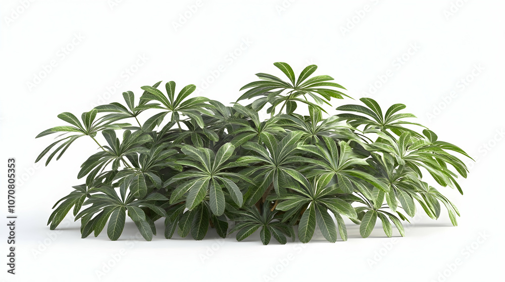 A lush green bush with large leaves isolated on a white background. A lush green bush with large leaves isolated on a white background.