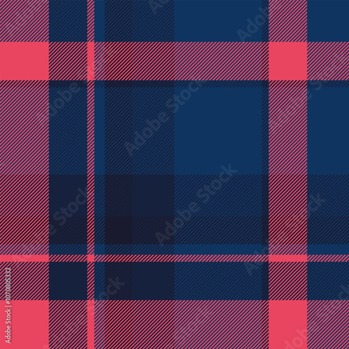 Interior check background texture, domestic seamless fabric pattern. France plaid vector textile tartan in dark and blue colors.