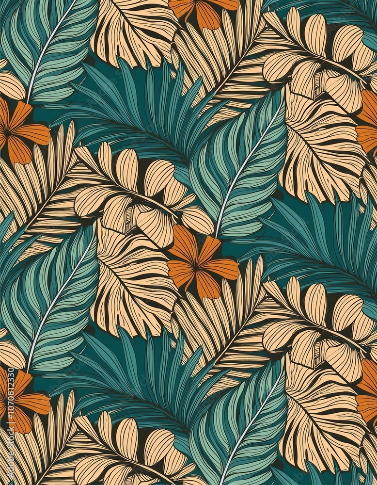 Trendy tropical jungle style vector seamless pattern Trendy tropical jungle style vector seamless pattern