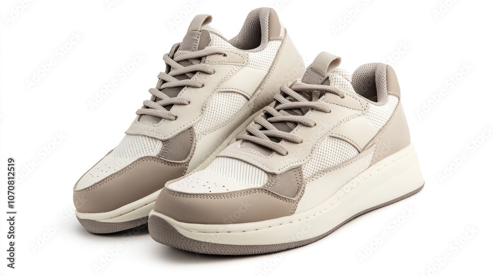 Pair of Light-Beige Sneakers with White Soles Pair of Light-Beige Sneakers with White Soles