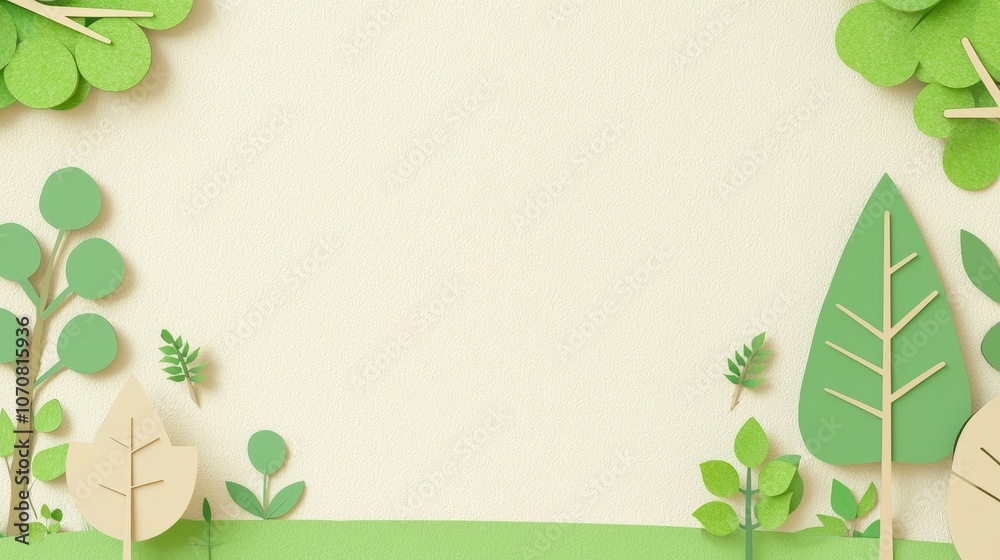 Explore the serenity of nature with beautifully crafted green paper art elements in a tranquil setting Explore the serenity of nature with beautifully crafted green paper art elements in a tranquil setting