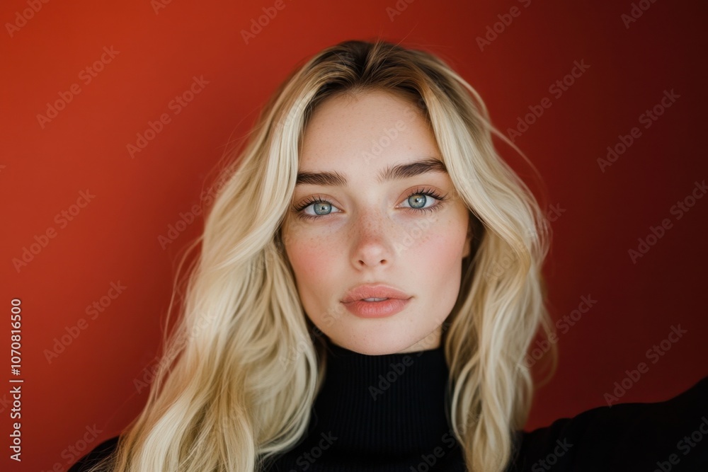 Beautiful blonde woman with long flowing hair, elegance and natural beauty, captured in a serene and graceful portrait style Beautiful blonde woman with long flowing hair, elegance and natural beauty, captured in a serene and graceful portrait style