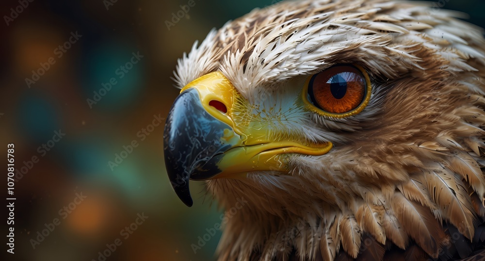 Naklejka premium Close up golden eagle portrait, bird eye