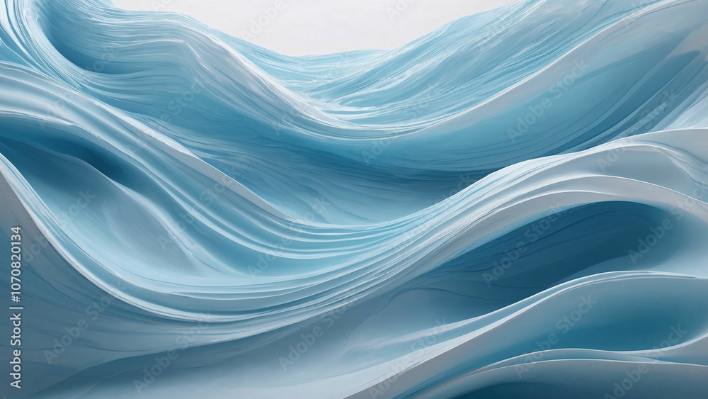 Abstract Ice Blue Wave Pattern: Fluid Digital Artwork on White Background Abstract Ice Blue Wave Pattern: Fluid Digital Artwork on White Background