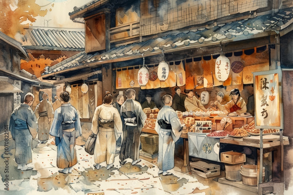 Obraz premium Traditional japanese street market in autumn