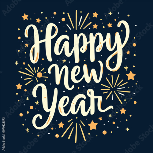 Happy New Year Typography T-Shirt Design Festive Holiday Celebration Tee