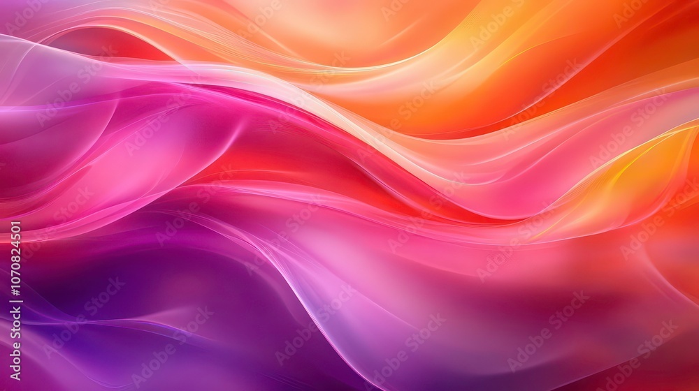 The design is abstract and colorful, with pink, orange, and purple waves flowing in different directions The design is abstract and colorful, with pink, orange, and purple waves flowing in different directions