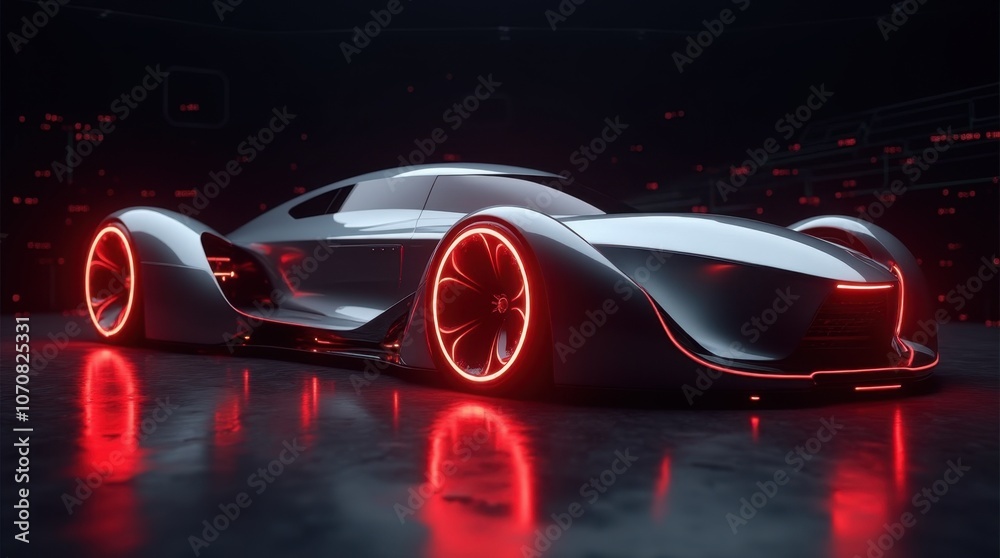 A futuristic race car featuring sleek aerodynamic curves and a cutting-edge design, with the body of the car optimized for performance. A futuristic race car featuring sleek aerodynamic curves and a cutting-edge design, with the body of the car optimized for performance.