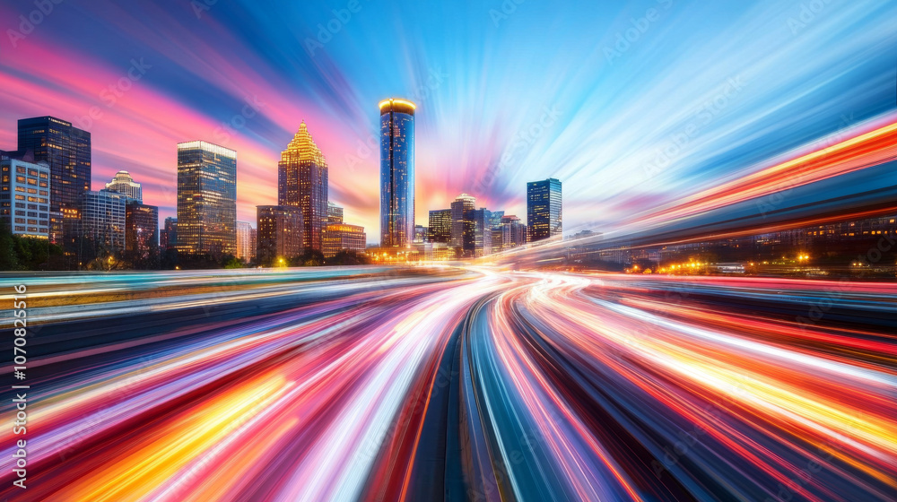 A scenic view of downtown Atlanta, Georgia, with the city skyline lit up at sunset, capturing its vibrant energy. A scenic view of downtown Atlanta, Georgia, with the city skyline lit up at sunset, capturing its vibrant energy.